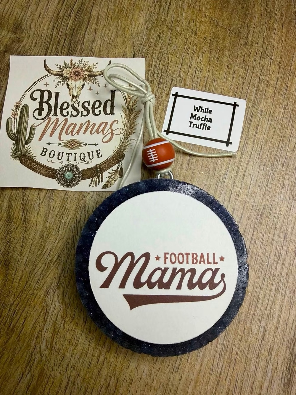 Football Mama Car Freshie - Brown & White
